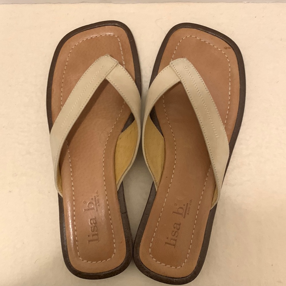 LISA b CO SANDALS SZ(37) =6•5 TAN/BROWN SUEDE AND LEATHER WORN ONCE